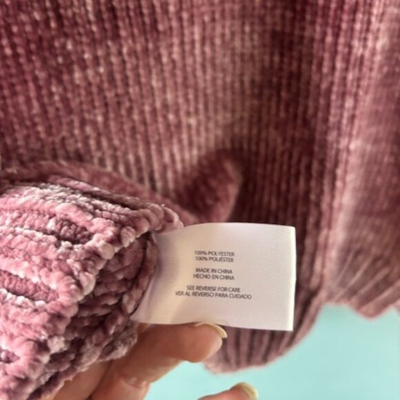 Orvis M Purple Mauve Sweater Plush Chenille V Neck Tunic Cozy Knit Ribbed Comfy - Picture 7 of 7